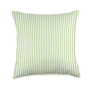 Vertical Lime Green White Stripes Pattern Trendy Stylish Throw Pillow 18x18