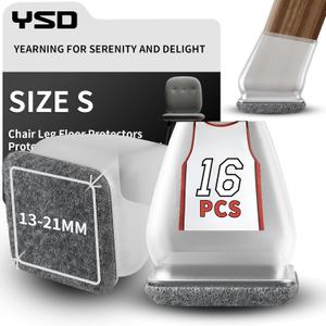 YSD 16PCS Chair Leg Floor Protectors, 0.75inch Small Transparent Chair Leg Caps for Tilt Chair Legs, Hardwood Floor Protectors for Furniture Legs with Felt Pads Sliders,No Scratches No Noise