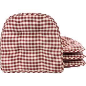 Klear Vu Omega Non-Slip Chair Cushions, Assembled in USA, U-Shaped Skid-Proof Seat Pads for Dining Room, Kitchen, Office, 15"x16", 4 Pack, Gingham Red 4 Count