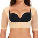 LANCS Upper Arm Shaper Post Surgery Arm Compression Sleeves Lipo Garment Posture Corrector Tops Back Support Shapewear (Small, Beige)