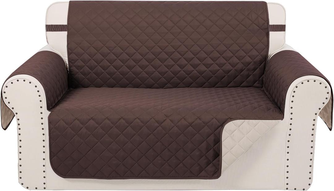 Reversible Loveseat Sofa Covers Couch Cover Furniture Protector(Loveseat,Chocolate/Beige) (Loveseat-Oversized(54"))