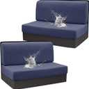 Stretch Rv Dinette Cushion Set,Booth Seats with 1 Backrest & 1 Bench Cover,38 in Camper Dinette Booth Set,2 Set- Navy Blue