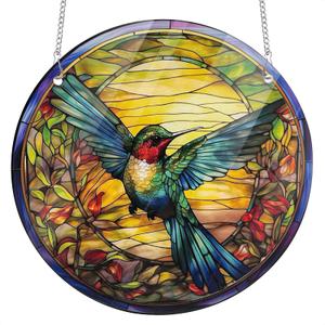 Multi Bird Stained Glass Window Hanging, 7.87" Sun Catchers Suncatchers for Windows Hanging, Crystal Sun Catchers Decor Gifts for Garden Home Indoor Window Decoration