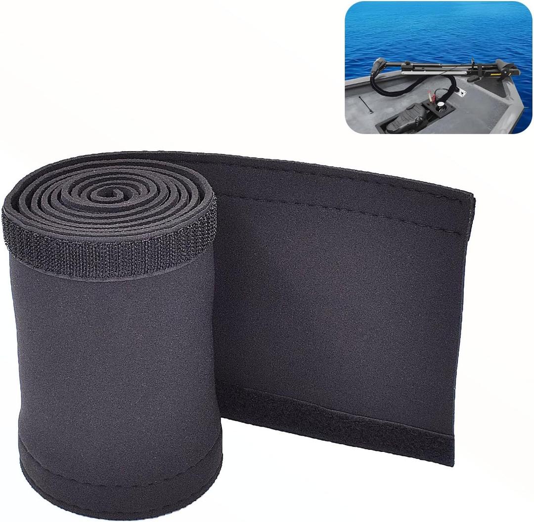 60 inches Trolling Motor Cable Organizer Sleeve with Magic Tape, Cuttable Neoprene Cord Organizer Cable Protector (Black)