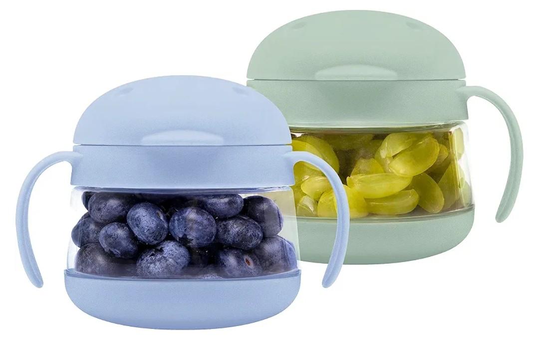 Ubbi Tweat No Spill Snack Container for Kids, BPA-Free, Toddler Snack Container, Sage & Blue