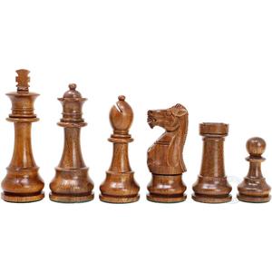 House of Chess - Tournament Chess Set Pieces - Unique Staunton Golden Acacia Wood/Boxwood - King Height: 3.75" (95 mm) - 2 Extra Queens - Weighted
