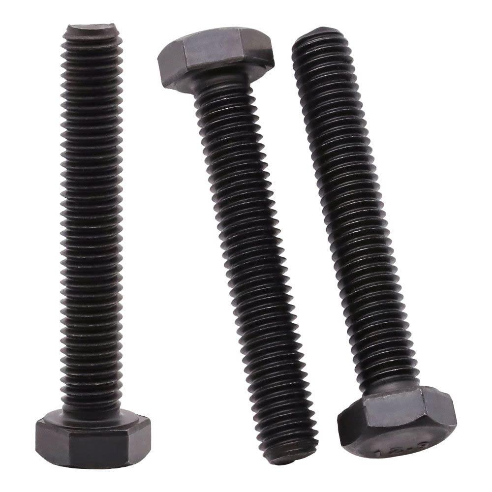 M10 x 70 mm (8 pcs) Hex Bolts Hex Screws, Black Oxide Finish Hexagon Head Bolts, 12.9 Grade Alloy Steel, Full Thread, Machine Thread