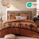 MaiRve Embroidery Comforter Set, Boho Farmhouse Western Bedding Set, All Season Bed in A Bag Comforter Set with Sheets, Pillowcases & Shams, Burnt Orange King 7 Pieces