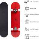 Skateboard for Beginners, Standard Complete Skateboard 31 Inch Double Kick Concave Deck with 7 Layer Maple Wood, Smooth Wheels & Bearings