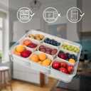 2 PCS Divided Serving Tray with Lid and Handle, 9 Compartments Snacks Box, Snack Box Charcuterie Container for Portable Snack Platters, Fruits, Travel, Party, Picnic