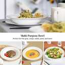 DOWAN Soup and Pasta Bowls Set of 4, White Porcelain Wide Rim Salad Plates, 20 Ounces, Microwave & Dishwasher Safe