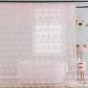 Pink Lace Shower Curtain Long 84 Inch with Attached Valance, Floral Cute Girly 72x84 Inch Shower Curtain for Bathroom Modern Farmhouse Boho Bathroom Curtains, 72W x84 L, Pink