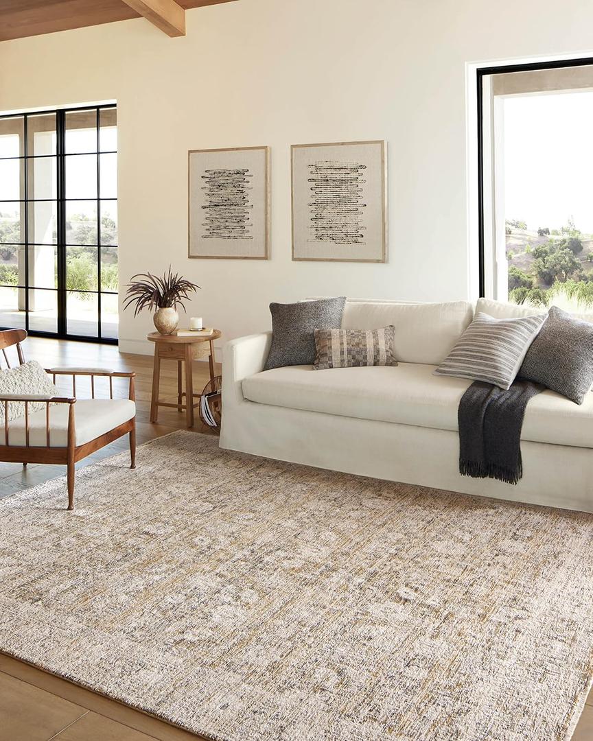 Loloi Amber Lewis Alie Collection ALE-05 Gold/Beige 9'-6'' x 13'-1'', .13'' Pile Height, Area Rug