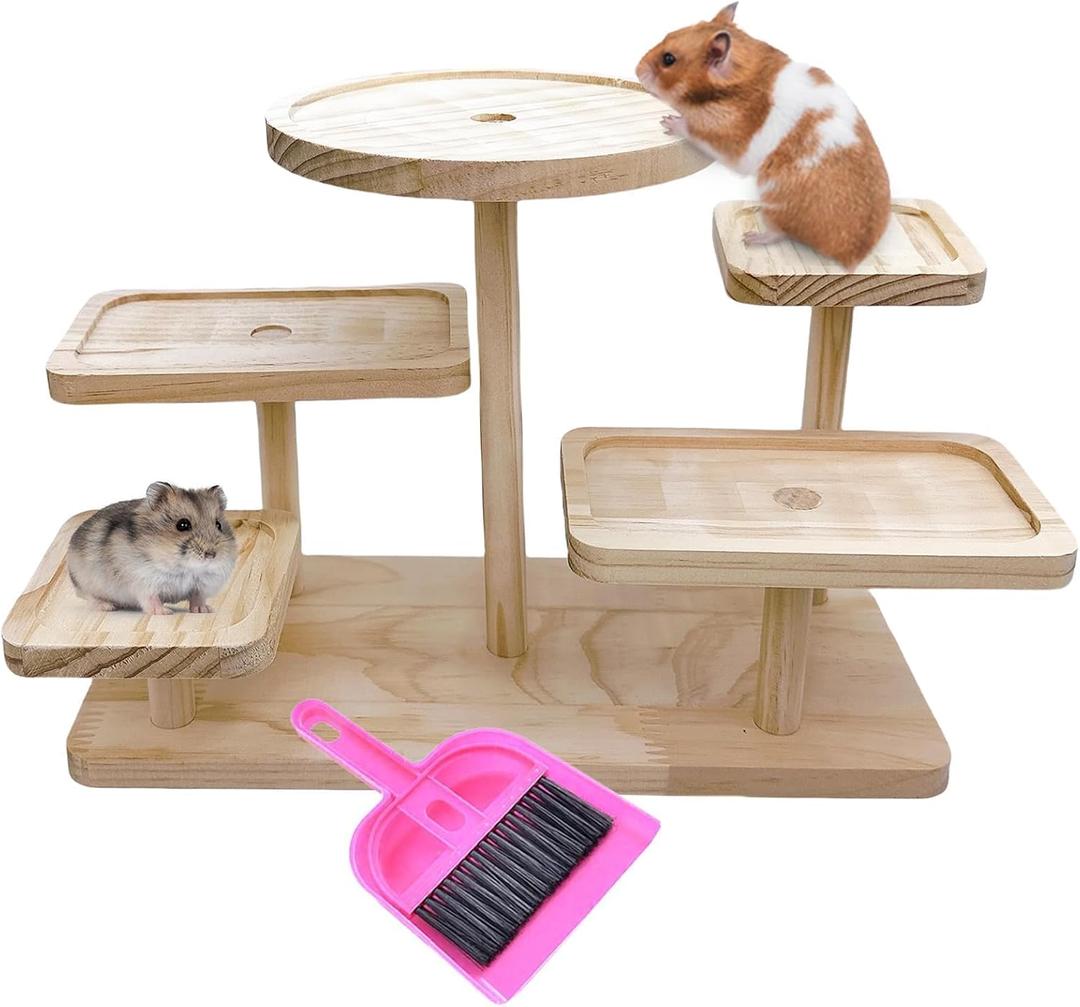 Hamster Climbing Toy Ledge Wooden Gerbil Playground Exercise Platform Enrichment Shelf Hamster Cage Accessories for Mouse Dwarf Rat Sugar Glider (Large)