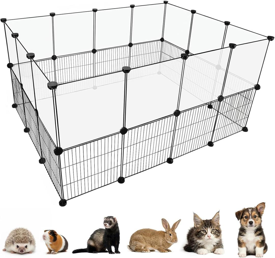 Indoor DIY Rabbit Playpen, 28-Panel Expandable Small Animal Fence