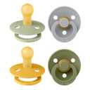 BIBS Pacifiers - Colour 4 Pack | Round Nipple Baby Pacifier | BPA Free Natural Rubber Latex Soother | Made in Denmark | Size 0-6 Months | Garden Colors (Green Garden Lush)