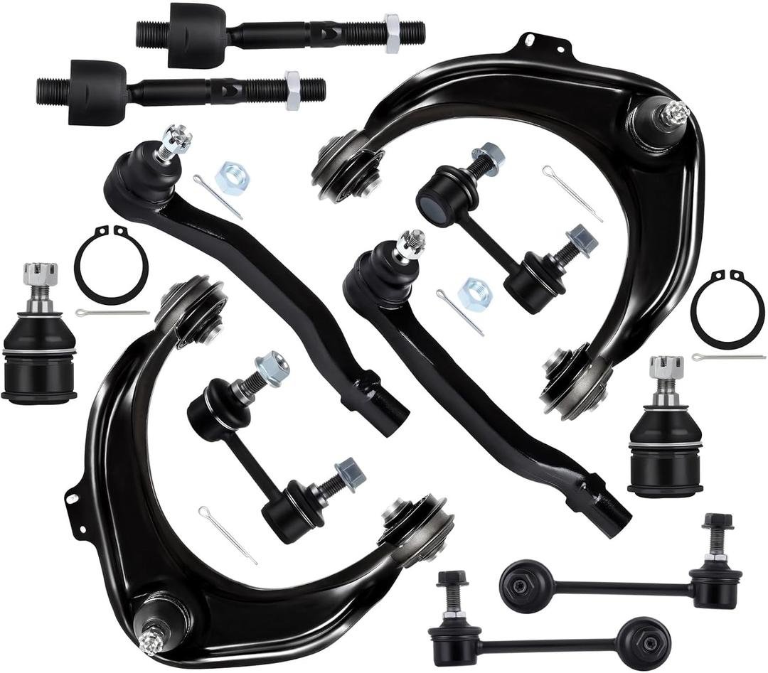 SCITOO 12pcs Suspension Kit 2 Upper Control Arm 2 Lower Ball Joint 2 Outer Tie Rod 2 Inner Tie Rod 2 Front Sway Bar 2 Rear Sway Bar fit 1998 1999 2000 2001 2002 for Honda for Accord