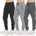 PURE CHAMP Mens Sweatpants 3 Pack Fleece Active Athletic Workout Jogger Sweatpants for Men with Zipper Pocket Size 2 XL