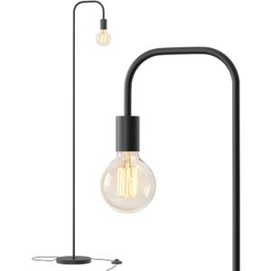 Oneach Black Floor Lamp 63.75" Industrial Floor Lamp, On/Off Footswitch, Modern Floor Lamp for Living Room Bedroom Reading Office Metal Minimalist Standing Lamp Tall Pole Lamps