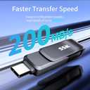 SSK USB 3.2 Flash Drive 64GB,Up to 200 MB/S Read Speed USB C Memory Stick,Dual USB C Thumb Drive with USB Type-C and USB A,Robust Black Metal Pen Drive for Smartphones,Tablets,Mac,Laptop,Car,TV
