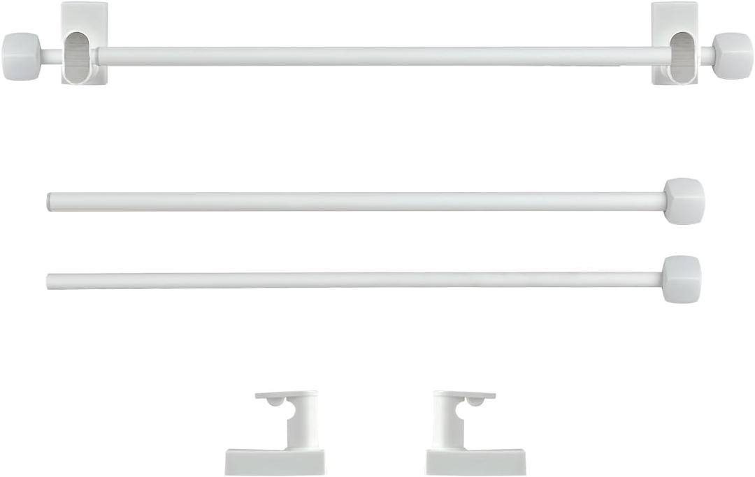 Magnetic Curtain Rods for Metal DoorsNo tools required Easy to use,Multi-Use Adjustable Appliance for Windows Iron Steel Places,Kitchen and bathroom supplies,16-28 Inch2 Pack,White