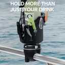 HITORHIKE Boat Cup Holder with Mount 2 Ways to Use Multifunctional Pontoon Cup Holders for Boats Rail Mount，Perfect for Fishing Lures,Knife and Other Accessories (Cup Holder x1+Rail Mount x1)
