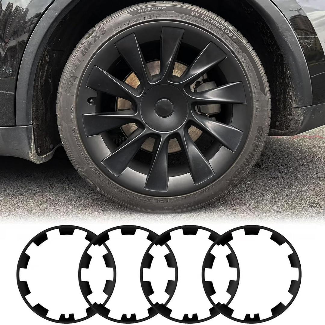 Tesla Model Y 20-Inch Rim Protectors for 2020-2024 Induction Wheels, Snap-On Wheel Rim Guards for Curb Rash Protection, Matte Black ABS+PC Composite, Set of 4