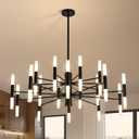 KELUOLY Large Modern Black Chandelier, 40-Light Farmhouse Candle Industrial Round Chandeliers, 39.3" Dining Room Lighting Fixtures Hanging, Metal Pendant Light for Living Room, Foyer, Bedroom,G9 Base