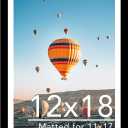 JCJMY 12x18 Picture Frame with 11x17 Mat, Display Photo 11x17 with Mat or 12 x 18 Without Mat, Wall Hanging Large 12 by 18 Poster Frame with Plexiglass, Black