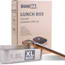 1.8L Stainless Steel Inner Container with Lid  Single Compartment, Removable, Dishwasher Safe, Compatible with 1.8L Electric Heated Lunch Box