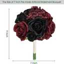 DIYDOFUN Wedding Bridesmaid Bouquets, Artificial Silk Flowers Arrangement for Ceremony Marriage Proposal Party Anniversary Decorations (Burgundy & Black, Set of 4 Bouquets)