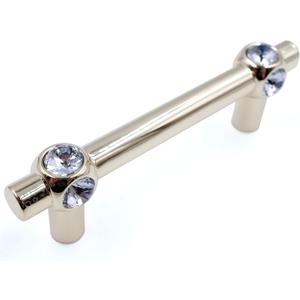 JETLAND Cabinet Drawer Crystal Pulls, 4-Pack, Golden with Clear Glass, 3" Hole Centers, Shining Cross, Cabinet Handles for Dresser Nightstand Furniture, PW6733GO076