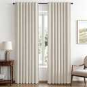 MIULEE 100% Blackout Linen Curtains for Bedroom 42 x 84 Inch Birch 2 Panels | Thermal Insulated, Room Darkening Drapes for Living Room, Back Tab Rod Pocket Pinch Pleated, Solid Luxury Decor