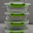 UMEIED 10 PACK Glass Food Storage Containers with Leak Proof Lids, Glass Airtight Meal Prep Containers Set for Lunch, On the Go, Leftover, Kitchen Pantry Organizers and Storage (Green)