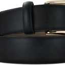 Women's Leather Belts with Gold Buckle Fashion Leather Waist Belt Elegant Ladies Belts for Jeans Gifts for Women (Black No Ring)