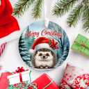 2 x Hedgehog Christmas Ornament – Cute Woodland Animal Holiday Decor – Gift for Hedgehog Lovers, Family, Friends, Animal Fans