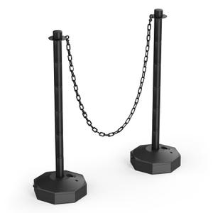 RoadHero 2 Pack Traffic Delineator Post Cones with Fillable Base, Plastic Traffic Safety Barrier with 8 FT Plastic Chain, Traffic Safety Delineator Cones for Parking Lot, Black (34 INCH)