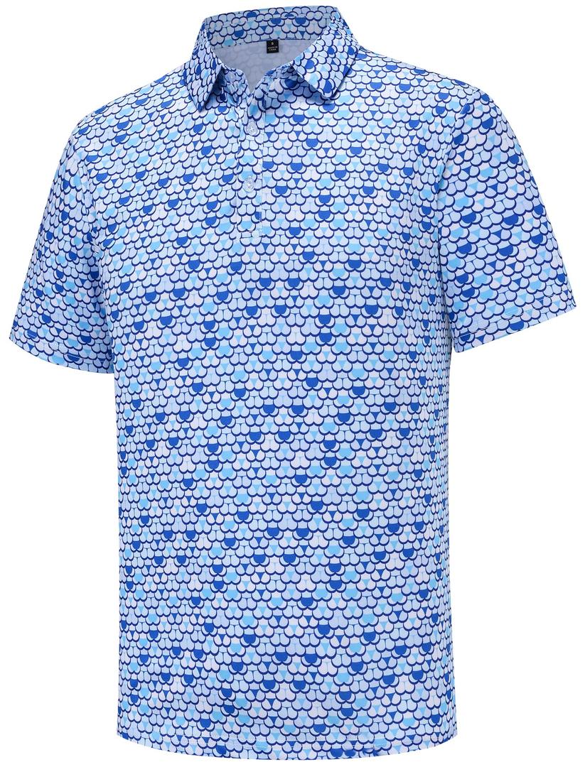 Mens Golf Polo Shirts Short Sleeve Performance Moisture Wicking Dry Fit Casual Print Funny Golf Polo Shirts for Men 3XL