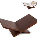 PUERSI Open Display Stand, Wooden Large Book Holder, Coffee Table Stand, Wood Easel for Magazine, Art, Cook Book, Bible, Quran - Brown