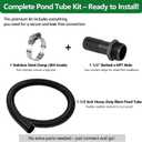 1-1/2" ID Pond Tubing 25ft Black, Reinforced PVC Corrugated Hose - Kink-Proof, Includes 1 Stainless Steel Clamp & 1.5" Barbed x NPT Male Adapter for Ponds, Waterfalls, Pumps, Filters & Drainage