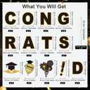 16 Pieces Congrats Grad Yard Signs 2026 Graduation Yard Sign Decoration Waterproof Lawn Decorations with 32 Stakes for Grad Party Outdoor Decor, Black Gold