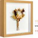 11x11 Shadow Box Picture Frame Display Case with Soft Linen Back-Thickened Panel,Large Brown Deep Shadow Box Frame 11x11 for Graduation Flower Medal Pet Photo Craft Memorial Gift
