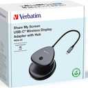 Verbatim Share My Screen Video Extender 4K USB-C Wireless HDMI Transmitter and Receiver Display Adapter with USB Hub and Card Reader
