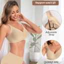 Womens Seamless Bras No Underwire Supportive Wireless Push Up Full Coverage Bralette Comfort Scalloped T-Shirt Bra (Small, Skin Color)