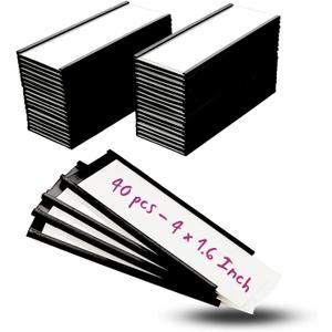 Availey 40 Pack Magnetic 'C' Channel Label Holders for Metal Racks and Shelves with Protective Films and Replacement Strips 4" x 1.6"