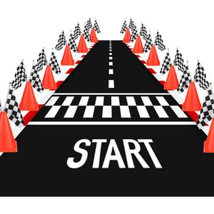 37 Pcs Race Car Party Decorations, 12 Orange Traffic Cones with Holes on Top, 24 Checkered Flags, 1 Racetrack Floor Runner,for Race Car Birthday Party Table Centerpiece Supplies