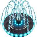 Yzert Solar Fountain Colorful Ring Lights, 2026 3.5W Solar Water Fountain with 2000mah Battery, Solar Fountain Pump for Bird Bath, Pond, Pool, Outdoor
