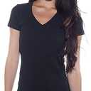 3 Pack Women's Basic V-Neck Tees Large White, Black, Gray, Small