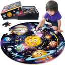 SYNARRY Solar System Floor Puzzles for Kids Ages 4-8, Large 70 Piece Jigsaw Puzzles for Kids Ages 4-6, Space Planet Astronaut Toys Puzzles, Preschool Learning Toys, Easter Basket Stuffers for Boy Girl