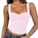 Cioatin Women Y2K Cute Sweetheart Neck Going Out Crop Tops Sleeveless Bustier Skinny Fit Summer Crop Tank Cami Trendy Pink, Large 
